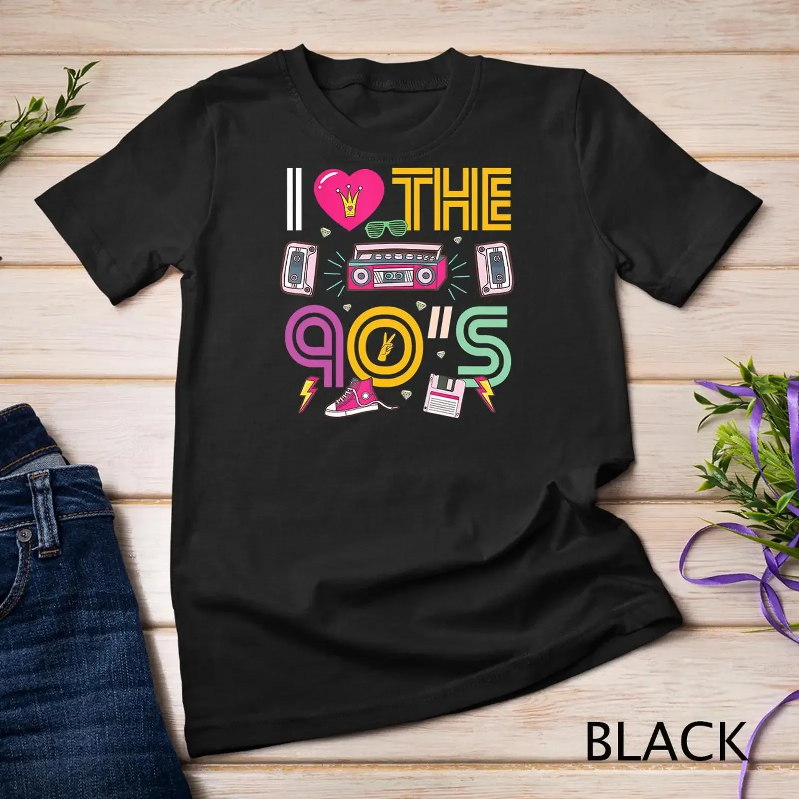 I Love The 90's Costume Mixtape 90s T Shirt SweaT vintage Washed Top For Everyday Wear graphic Soft Stretched homme streetwear