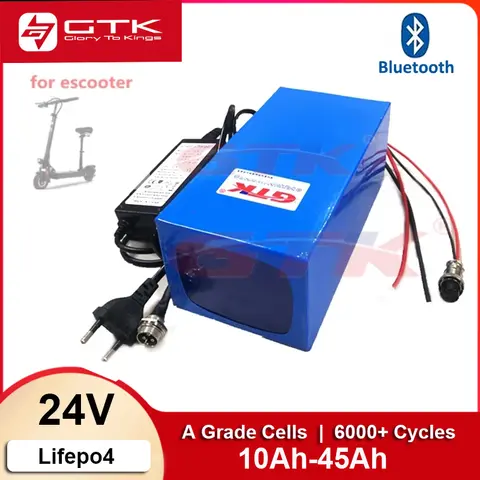 GTK Lifepo4 24V 8Ah 15Ah 20Ah 30Ah 40Ah batería de litio para 250w 500w rodillo fiets Bicicletta monopatín energía de respaldo Vélo