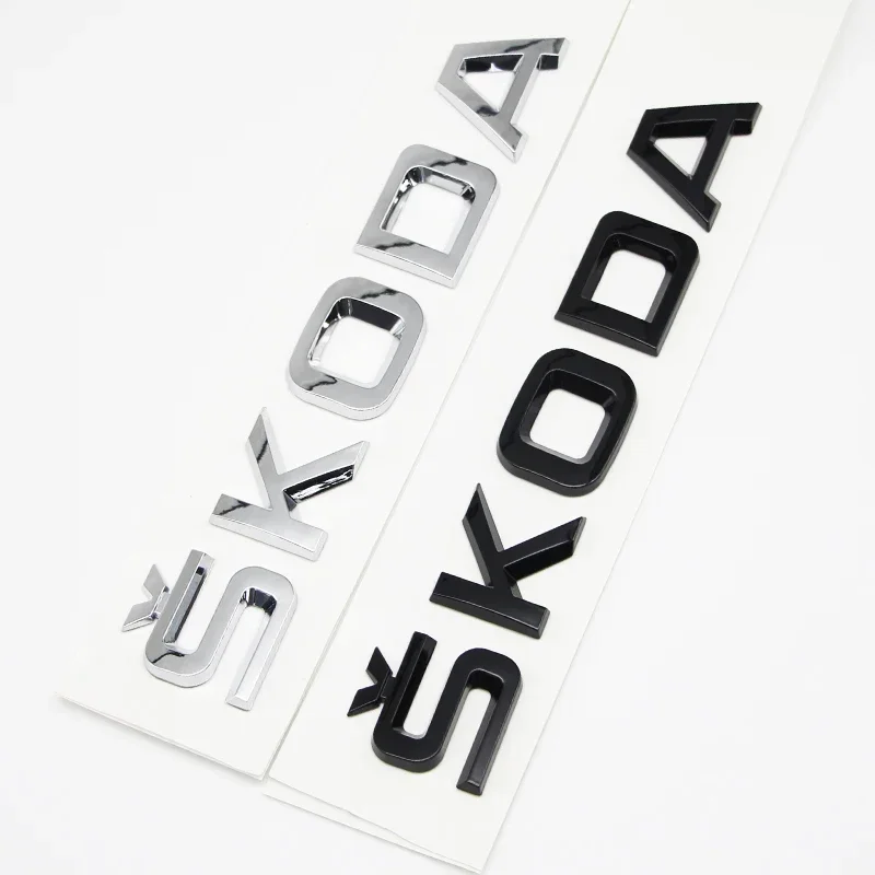 

3D ABS Glossy Black Letter Car Trunk Badge Decal Rear Fender For Skoda Octavia VRS Yeti Kodiaq Karoq Kamiq Badge Sticker Style