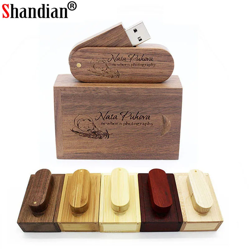 SHANDIAN-محرك أقراص فلاش USB 2.0 مع شعار مخصص مجاني ، محرك أقراص فلاش USB خشبي ، ذاكرة 4 جيجابايت 8 جيجابايت 16 جيجابايت 32 جيجابايت 64 جيجابايت ، هدية الزفاف