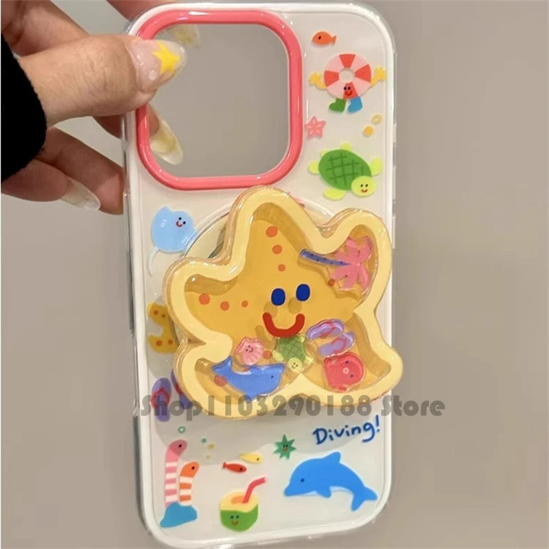 Supporto magnetico coreano carino Shake Starfish Grip Tok Griptok Supporto per supporto per telefono per iPhone 16 per Pad Magsafe Smart Tok