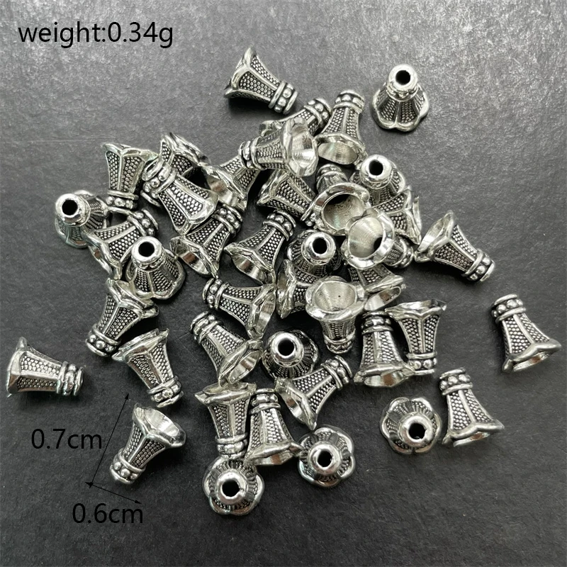 40pcs Tibetan Antique Silver Color Flower Bead End Caps For Jewelry Making Needlework Spacer Bead Caps DIY Earrings Accessories