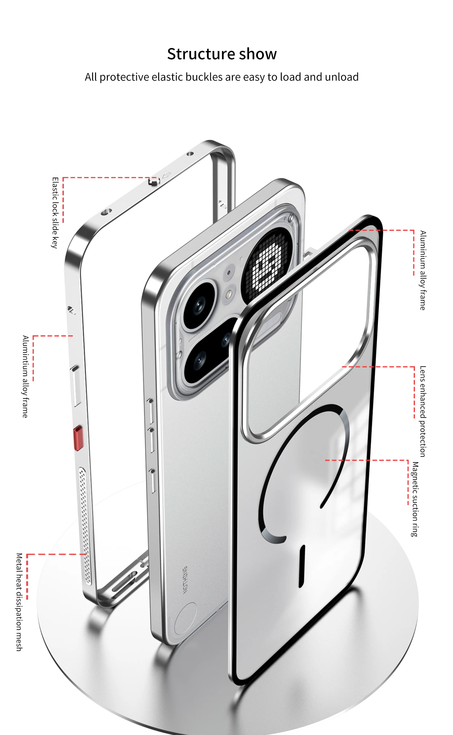 Für Nothing Phone 4a Pro 4apro: Mattierte Handyhülle mit magnetischem Metallrahmen, abnehmbar, für Magsafe, Aluminiumlegierungs-Schutzhülle. – Detail 3