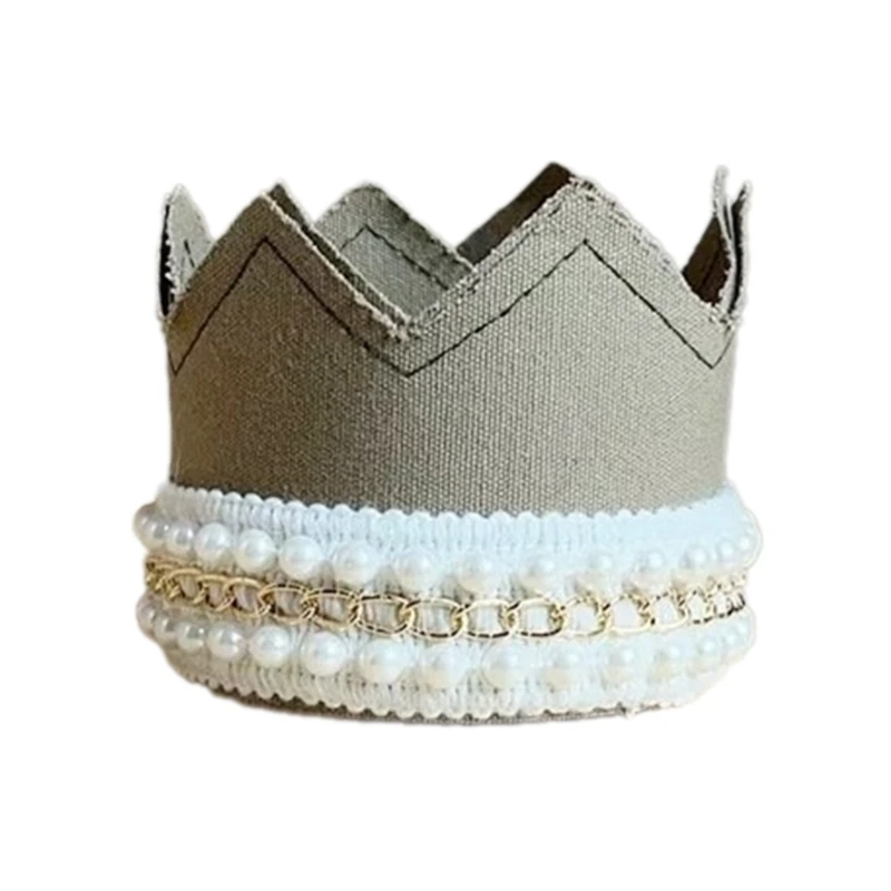 F1CB Baby Photography Props Hat with Pearl Lace Trim Kids Birthday Photo Hat Accessories Baby Nursery Room Decor