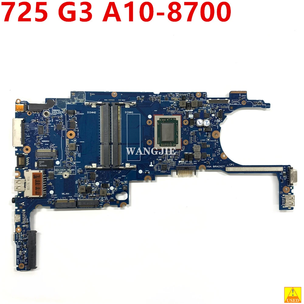 Usado para hp elitebook 725 g3 computador portátil placa-mãe 6050a2725101 826628-601 826628-001 cpu: A10-8700 ddr3