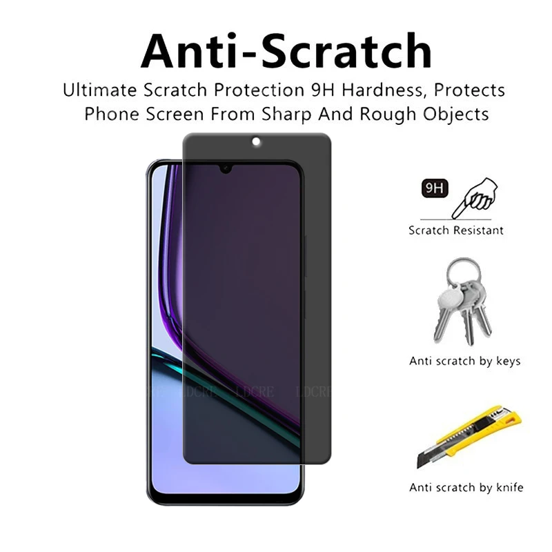 4Pcs For Realme Note 60 Glass For OPPO Realme Note 60 Screen Protector Protective Privacy Anti-Spy Tempered Glass Realme Note 60