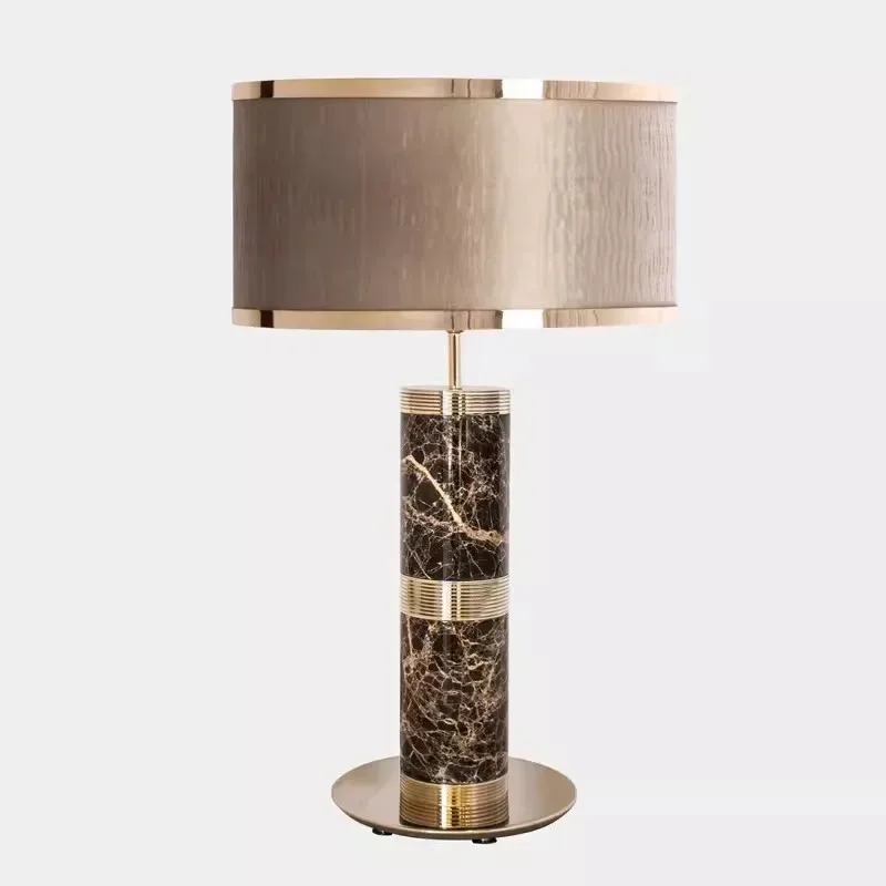Post‑Modern Luxury Marble Table Lamp,Decor Bedside Desk Light for Living Room Bedroom Home