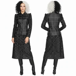Movie Cruella De Vil Cosplay Costume No Wig Emma Black Fancy Dress Halloween Theme Roleplay Party Coat Skirt In Stock-Takerlama