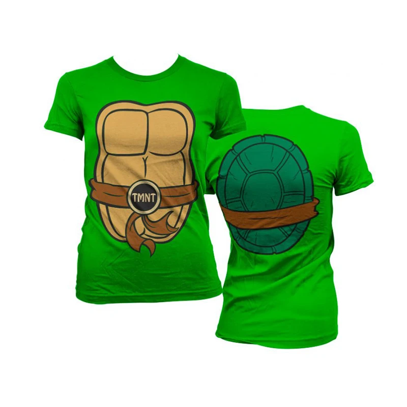 Turtle Cosplay kaus Hip Hop pria dan wanita, atasan kasual kerah bundar lengan pendek kepribadian motif 3D