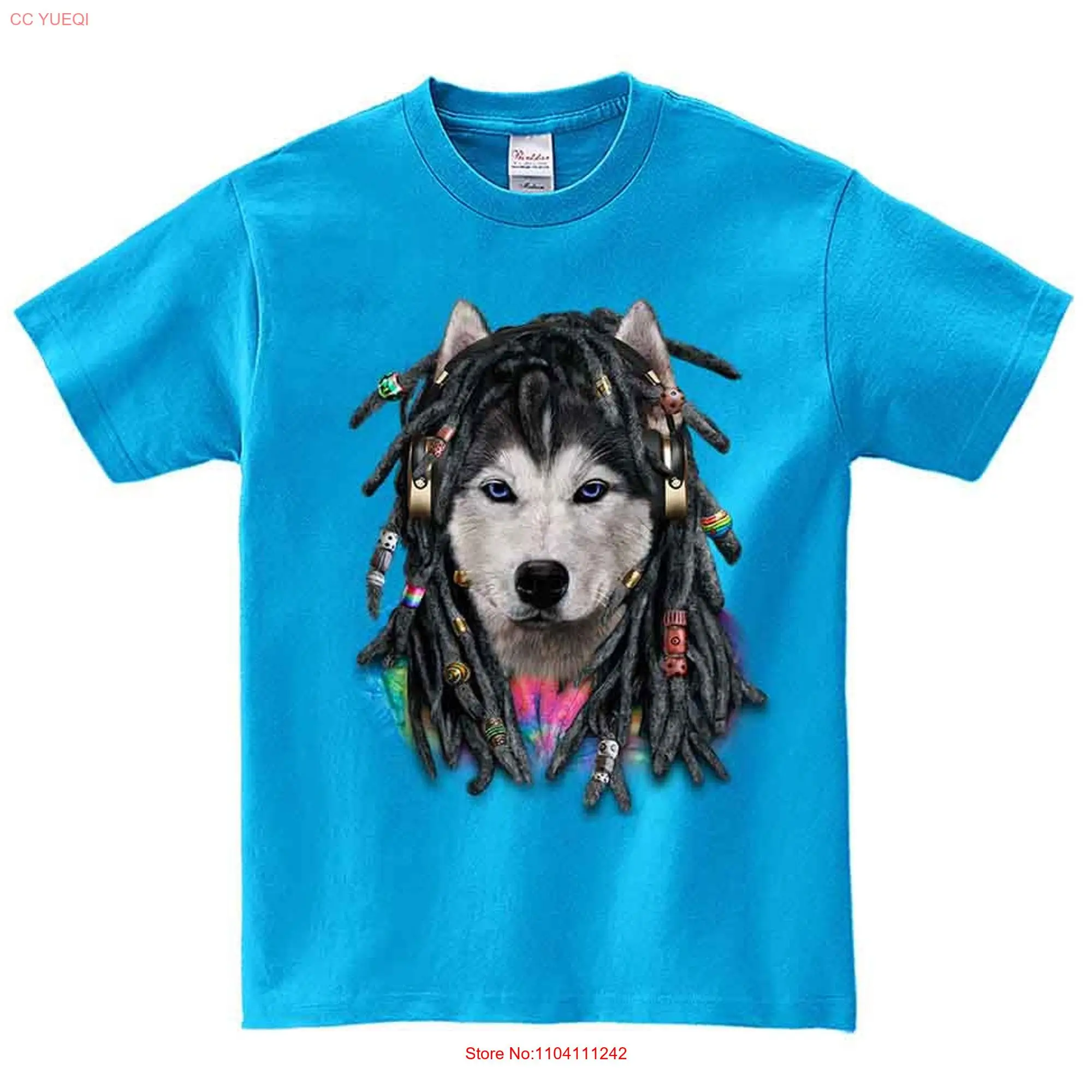 Hippie Siberian Husky Dreadlocks Reggae Dog  Youth T Shirt PrintStarT long or short sleeves