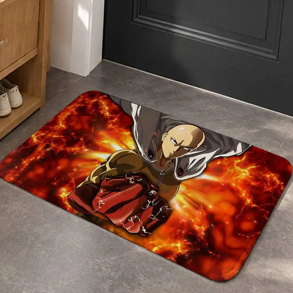 OPM Anime S-Saitama Caped Baldy Home Decor Short Plush Floor Mat, Non-Slip & Easy to Clean for Multi Doorways