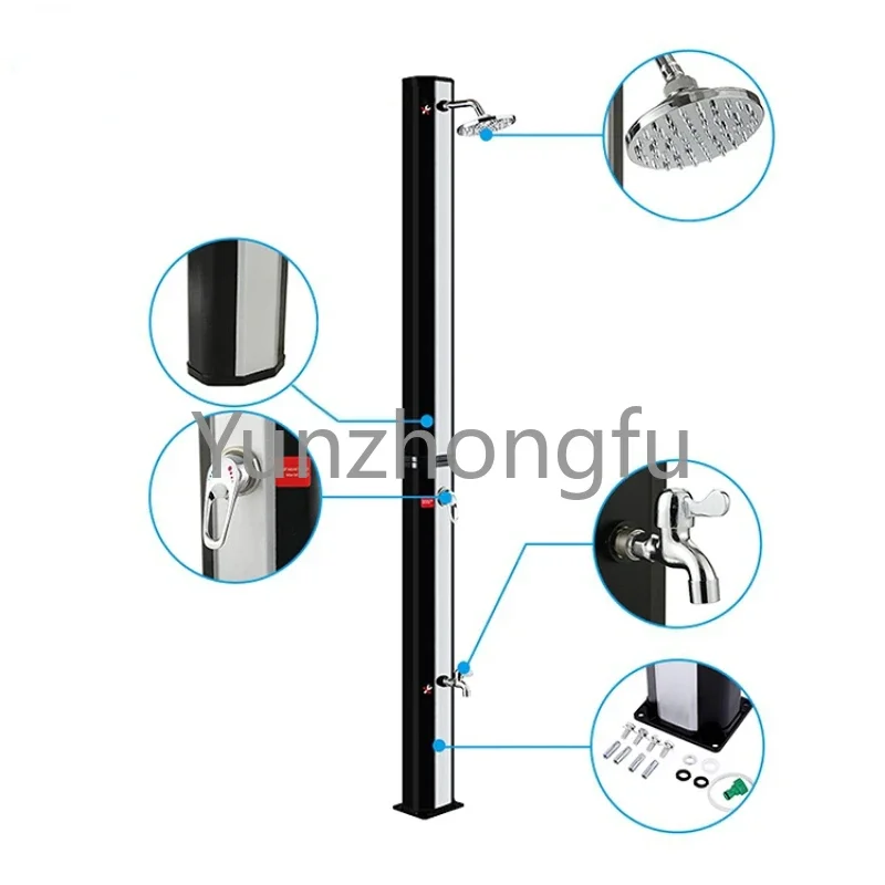 Outdoor Shower for Swimming Pool and Garden Popular Black Color Garden Pool Sunny Stainless Steel Solar