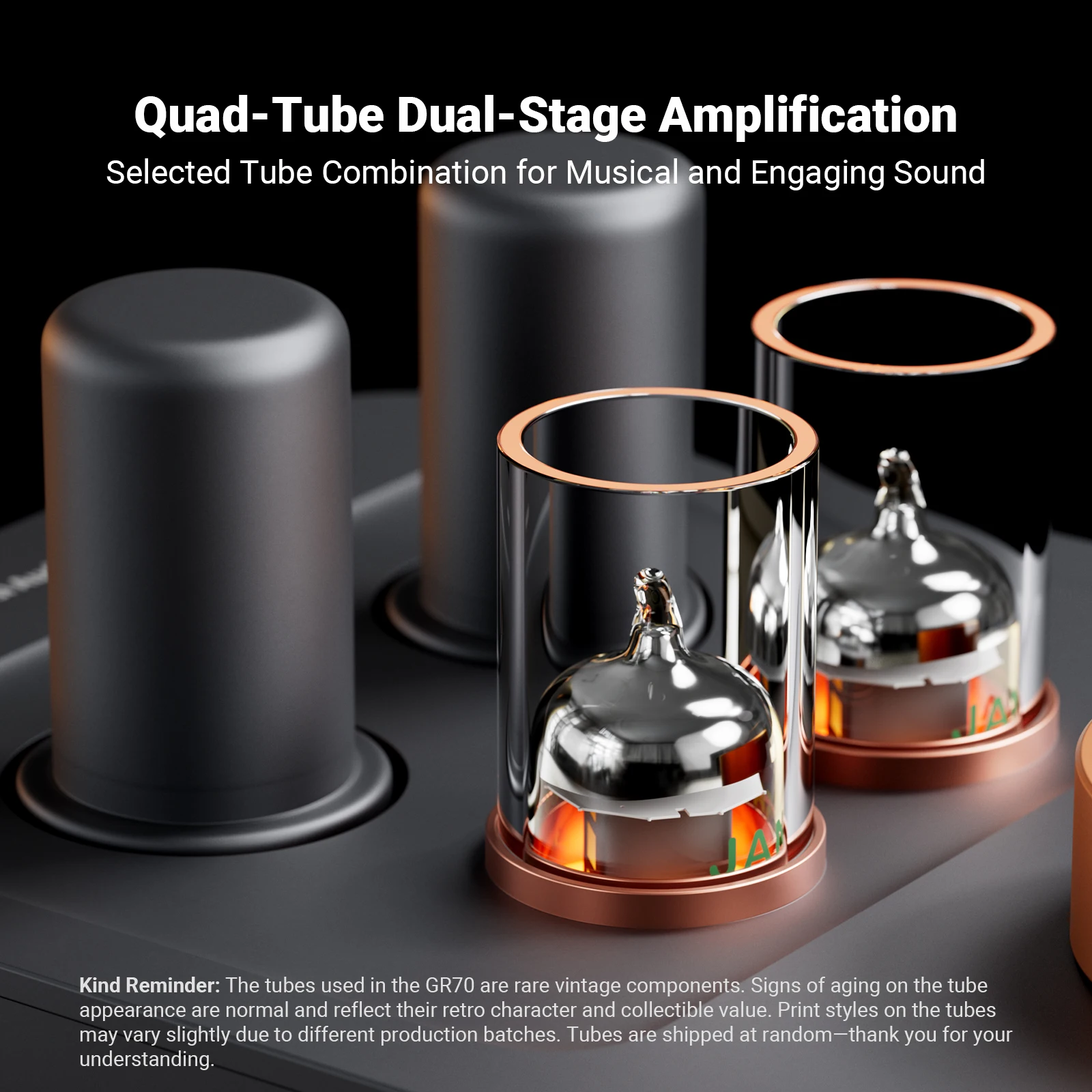 Fosi Audio GR70 真空管ヘッドホンアンプ プリアンプ クラスA 真空管アンプ 5654W×2 & 6Ж4×2 3.5mm & 6.35mmジャック搭載