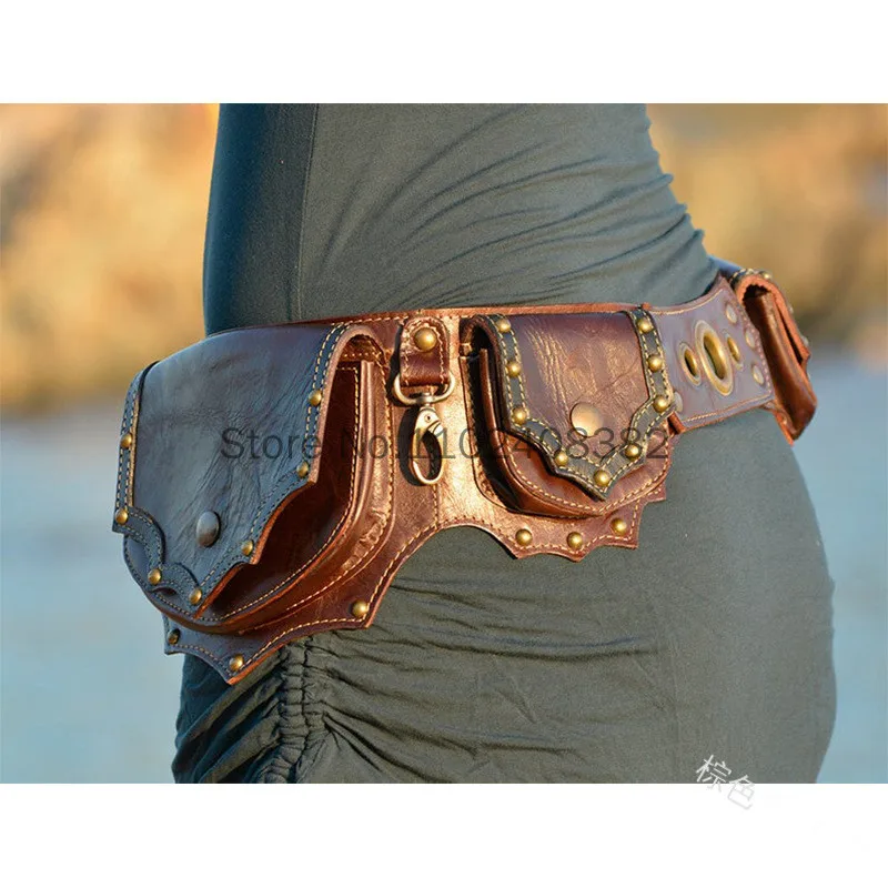 

Женская средневековая седельная сумка с поясом, кожаная сумка в стиле стимпанк, аксессуар для пиратского костюма, антикварное снаряжение для взрослых, косплей, Хэллоуин