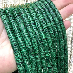 3x10MM Flat Round Green Malachite Natural Stone Loose Rondelle Spacer Beads for Jewelry Making DIY Bracelets Accessories