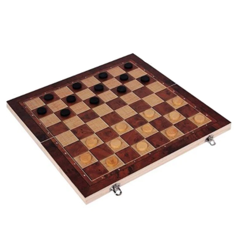 Neu-Holz faltbares 3-in-1-Schach mit Kartonverpackung, tragbares Schachbrettspiel-Schach