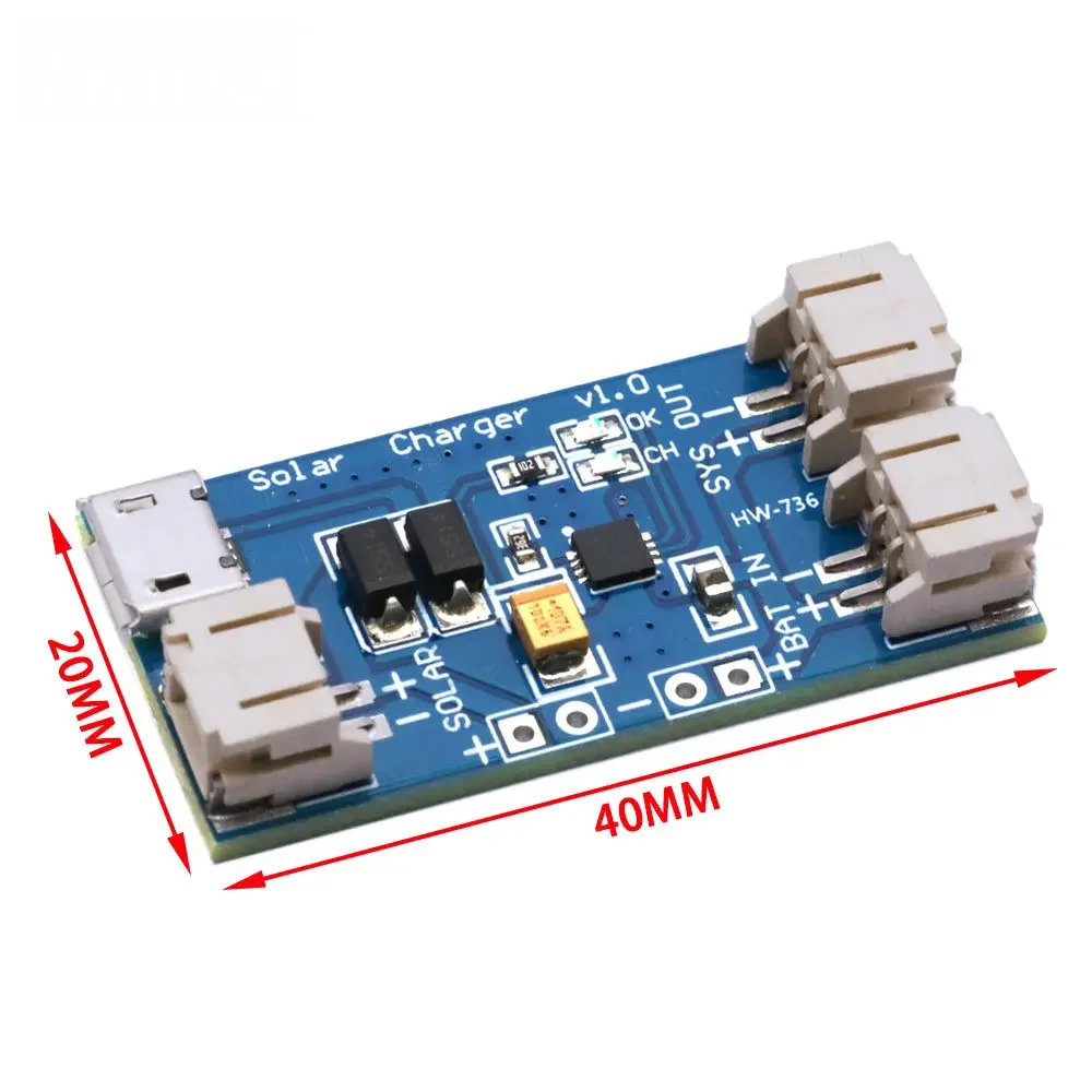 CN3065 Mini placa de cargador de batería de litio Solar módulo de carga LiPo de 500mA con Panel Solar y Micro USB para Arduino DIY Camping