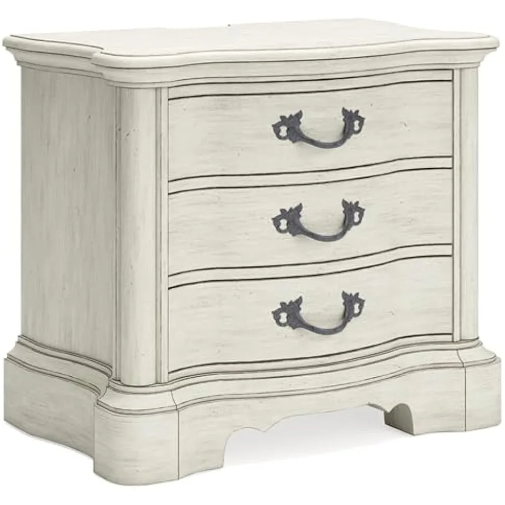 

classic 3-drawer nightstand with power outlet and usb ports, 29.5" high, white finish