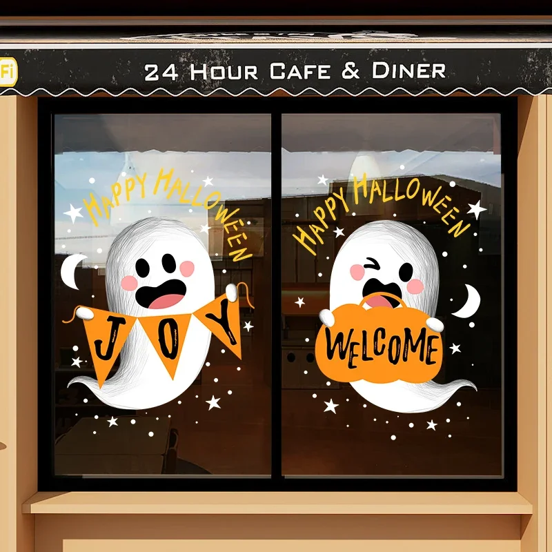 

Halloween Window Decoration Cute Ghost Door Sticker Static Sticker Bar Restaurant Amusement Park Glass Sticker