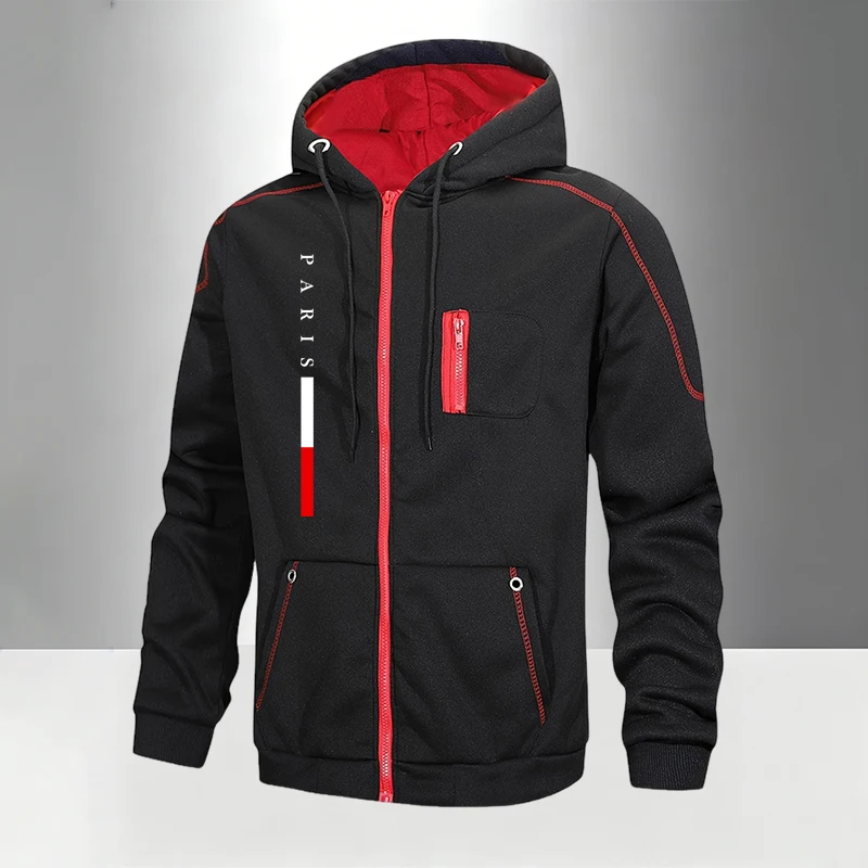 Herbst-Winter Herren-Hoodies Mantel Bedruckte Lässige Reißverschluss-Sweatshirts Outdoor-Sport Jogging-Jacke Kleidung Mode Streetwear – Detail 2