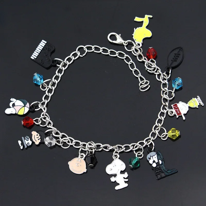 Snoopy Bracelet Cute Alloy Multi Combination Charm Pendant Chain Bracelets for Women Unisex Wrist Jewelry Trinket Birthday Gifts