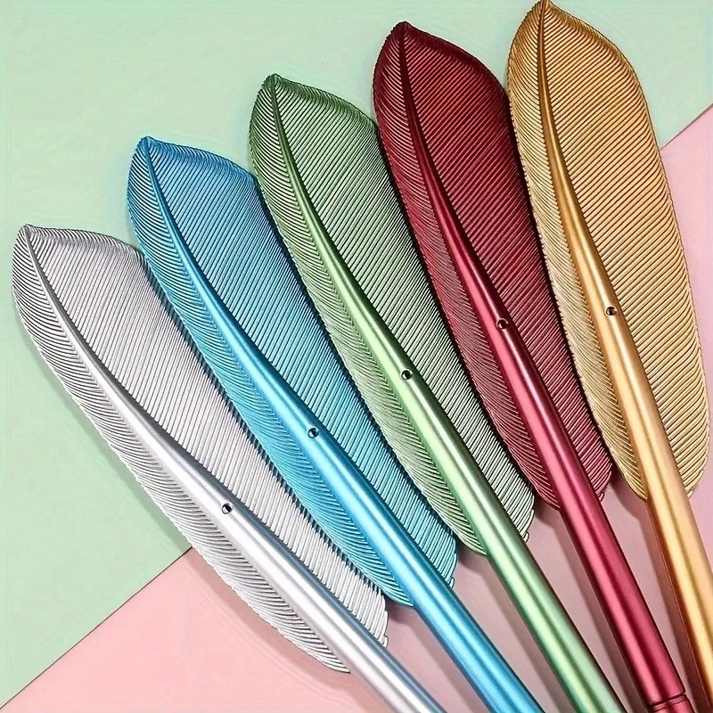 3Pcs Random Color Creative Realistic Feather Neutral Pen 0.5mm Student Writing Office Stationery Black Fountain Pen