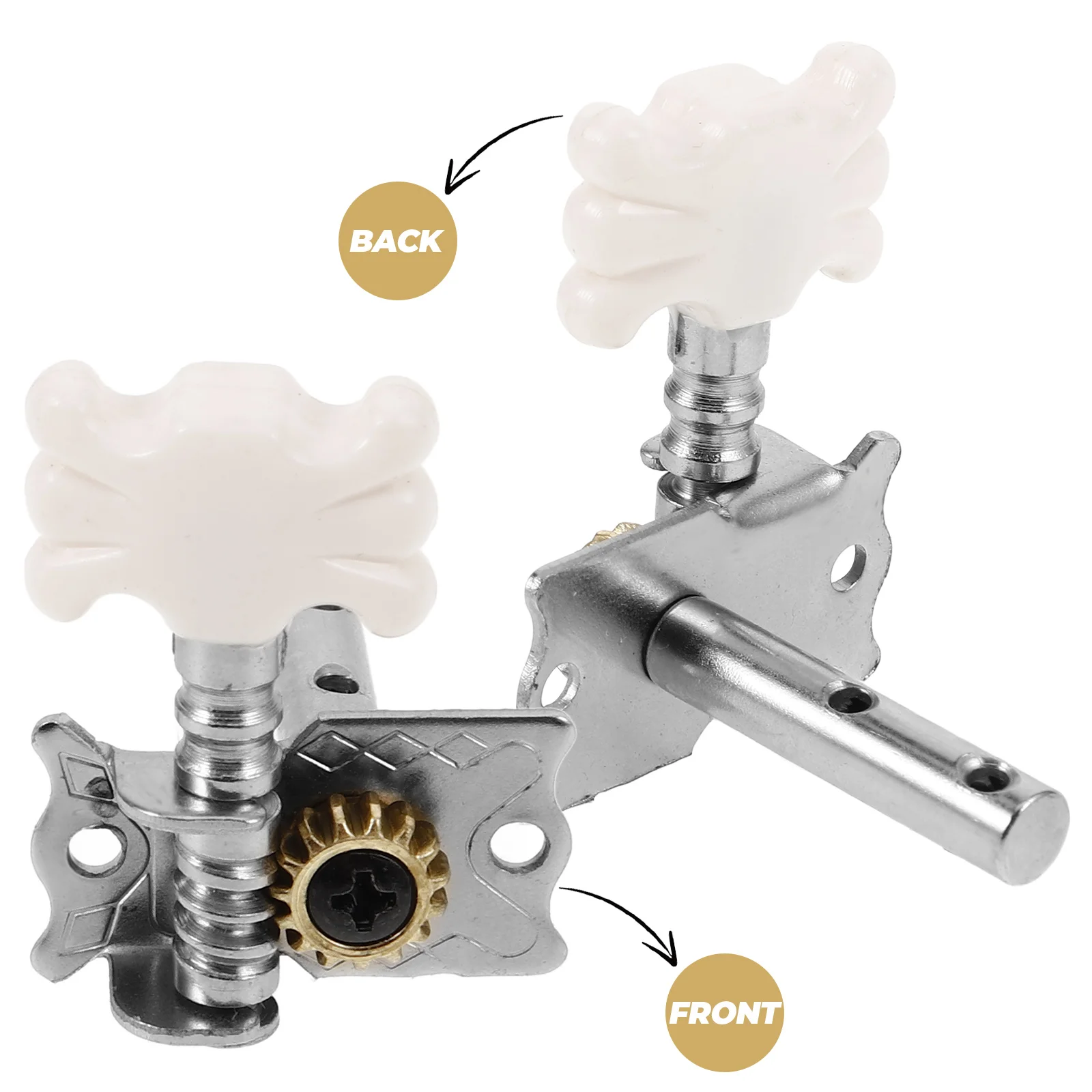 

6pcs Classical Tuning Pegs Silver Dual Hole Steel Post White Flower Design Easy Tuning Stable Sound Acoustic Guitar Replacement