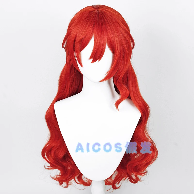 Honkai Himeko-Perruque de Cosplay pour Femme, Cheveux Longs Rouges, Bonnet de Perruque Gratuit