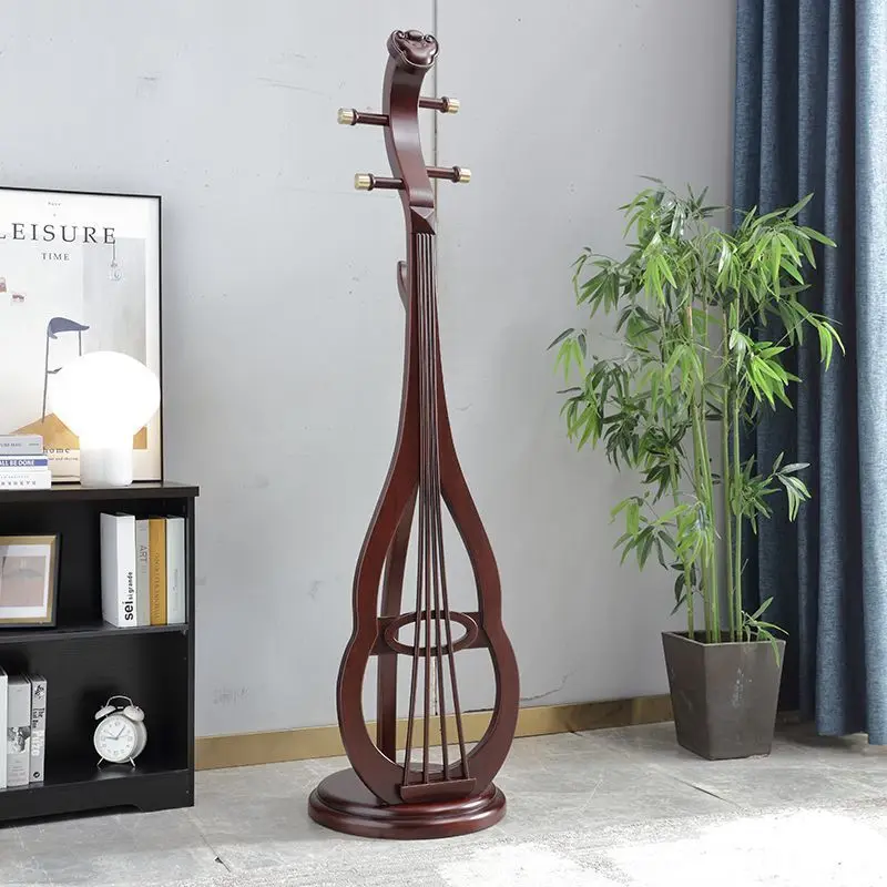 

New Chinese coat rack Classical pipa coat rack Elm hanger Solid wood Zen bedroom creative coat rack