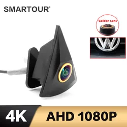 SMARTOUR-cámara de visión frontal para coche, accesorio de color dorado, 4K, 1080P, para VW Golf 4 5 6 7 MK4 MK5 MK6 MK7 Passat B6 B8 CC Polo 6R T4 T5 Tiguan Caddy Touran