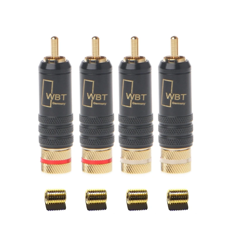 

4 Pcs WBT-0144 Gold Plated RCA Plug Lock Soldering o/Video Plugs Connector T21A