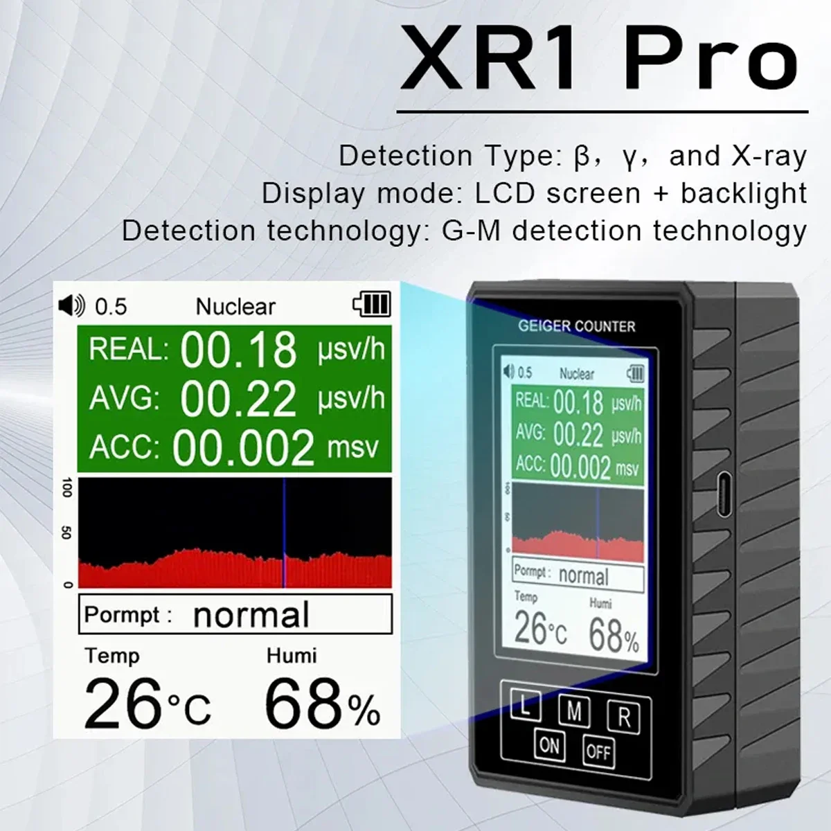 NEW XR-1 Portable Geiger Counter Nuclear Radiation Detector Personal Dosimeter Marble Tester X-Ray Radiation Dosimeter XR-1PRO