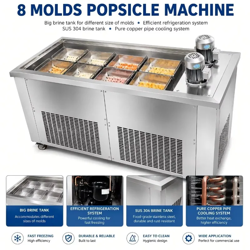 8 Molds Industrial Ice Pop Production Line/ice Cream Lolly Stick Making Machine/ice Lolly Maker Machine Customized