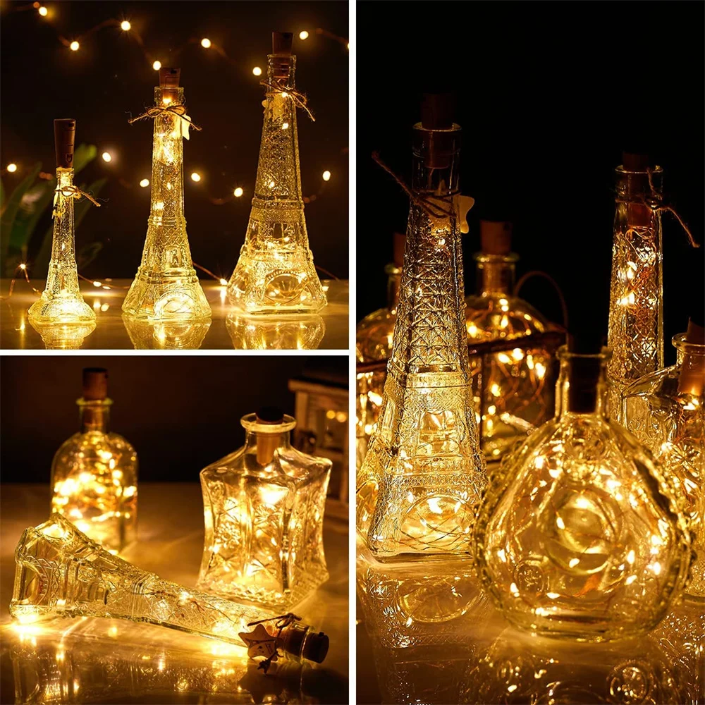 20 LED 10 Packs Wine Bottle Lights Copper Wire Fairy String Light Warm White Bottle Stopper Atmosphere Lamp for Xmas Holiday