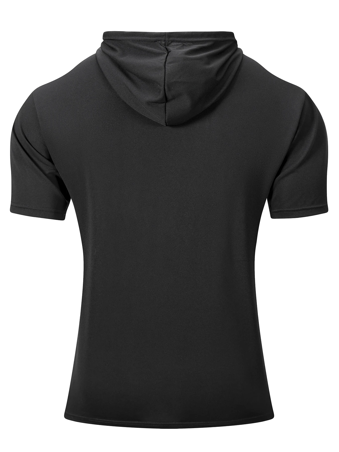 Sommer männer Mit Kapuze Sweatwear Casual Kurzarm Lose T-shirt Einfarbig Leichte Hoodie Fitness Atmungsaktive Tops – Detail 3
