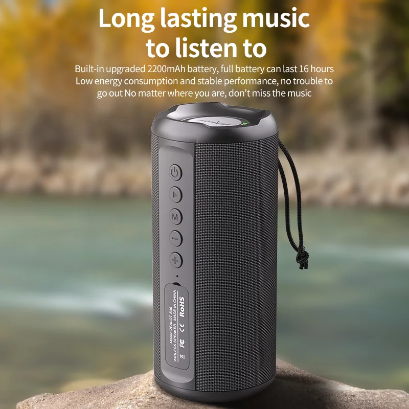 ZEALOT S46 Portable Bluetooth Speaker IPX4 Waterproof 6 hours 10w super loud sound Wireless Speaker for phone TF card