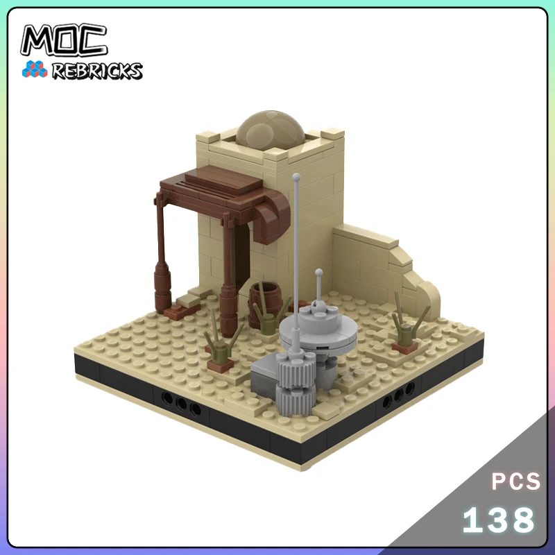 MOC Street View Series Modulo tridimensionale della casa del deserto Set di blocchi di costruzione Originalità Giocattolo di mattoni senior fai-da-te Regalo di festa