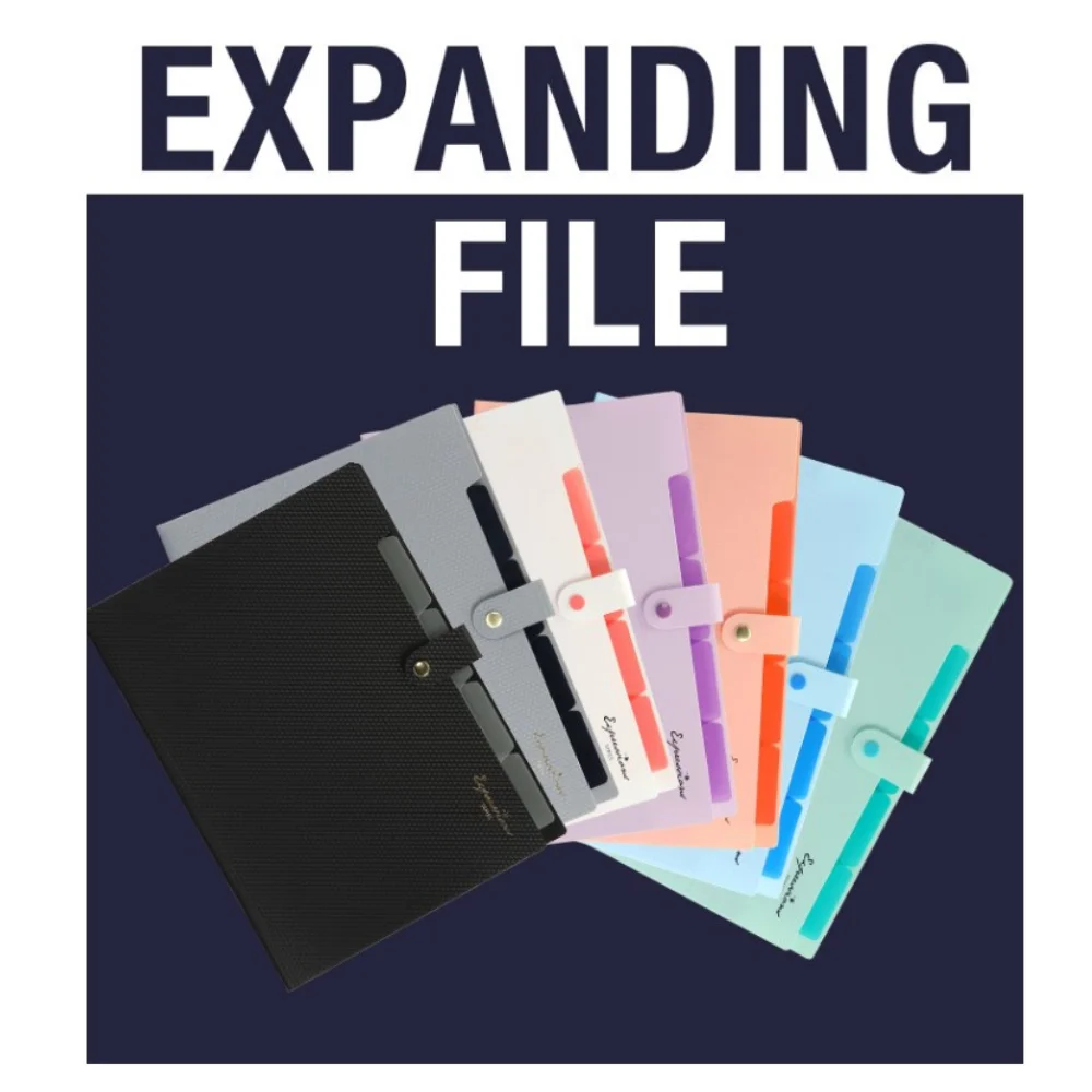 Diamond Pattern Expanding File Folder,5 Pocket Folders For Documents,Portable Paper Organizer For School Office Supplies,A4 Size