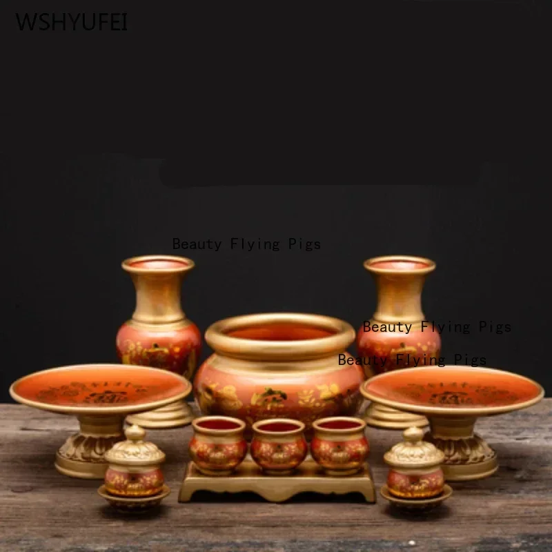 Ceramics Censer  Water Cup Fruit Tray Buddhist Tools and Supplies Pray for Auspiciousness Home Decoration Chinese Style Blessing
