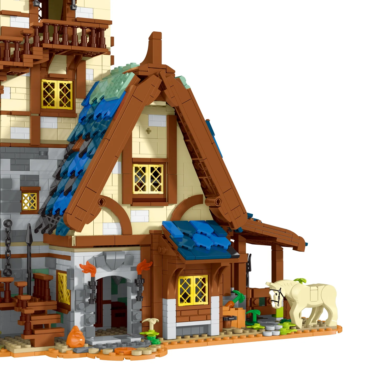 3061 pçs medieval cidade guarda torre tijolos modelo brinquedos montagem vista de rua casa blocos de construção para crianças adultos meninas presentes