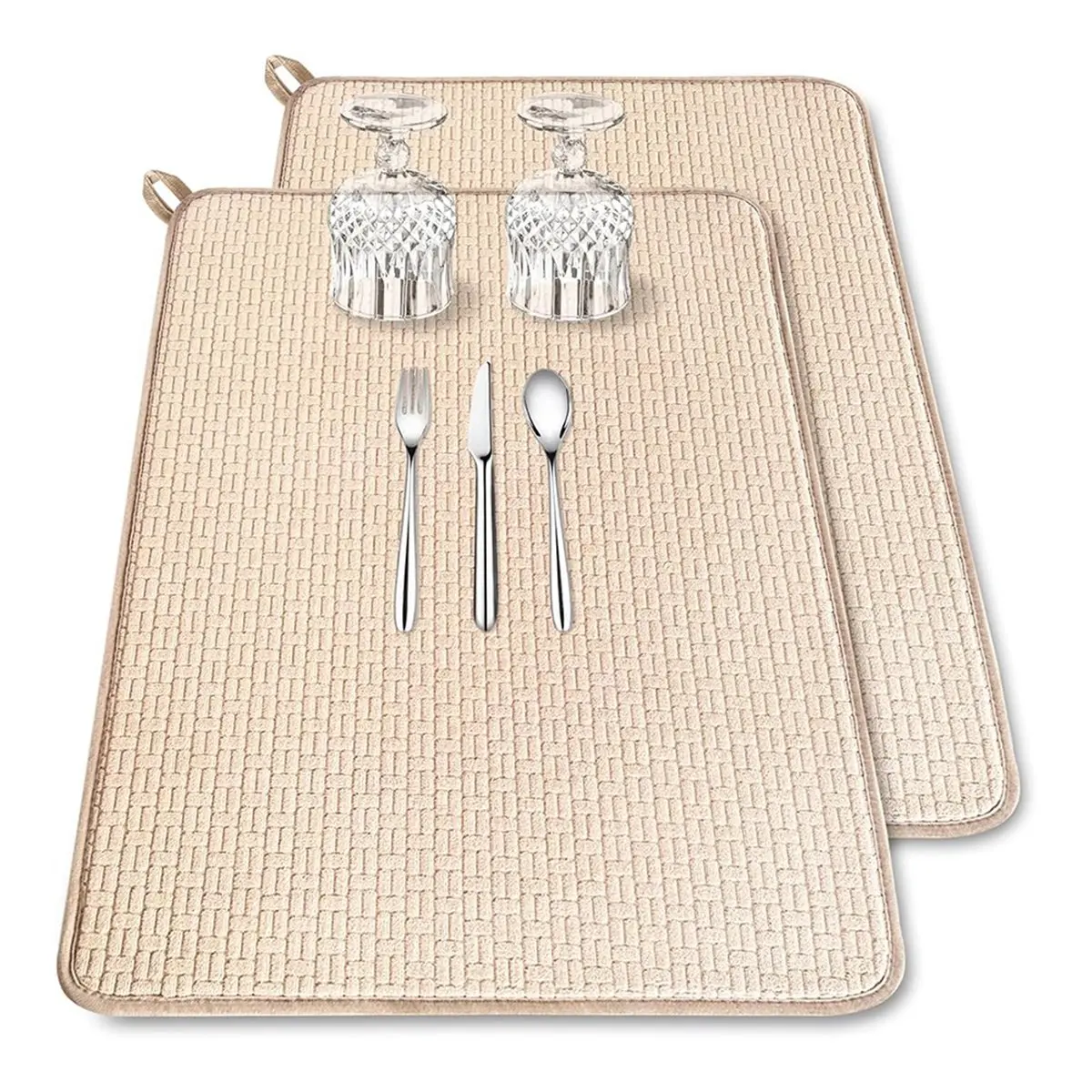 ABPP 2 Pack XXL Large Microfiber Dish Drying Mat,24x17.7 Inch Absorbent Dish Drainer Kitchen Counter,Dish Drying Pad