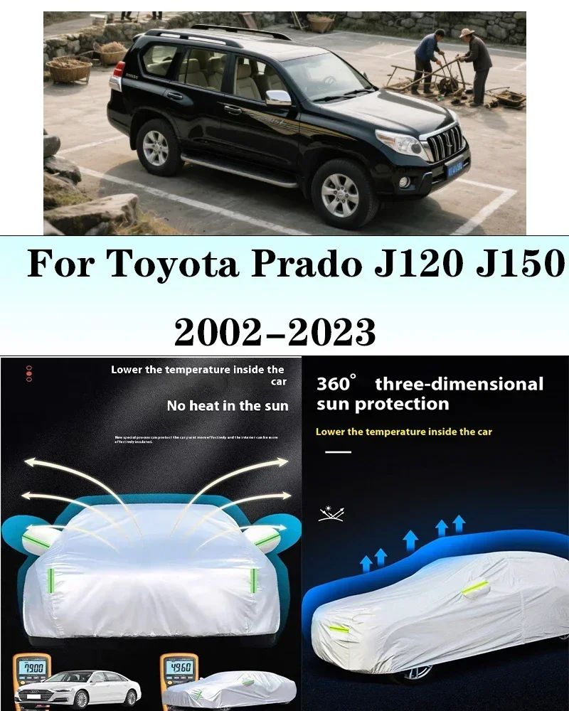Full Car Cover For Toyota Prado J120 J150 2002-2023 Car Cover Outdoor Sun Shade Rain Snow Dust Frost Resistant Anti-UV Cover