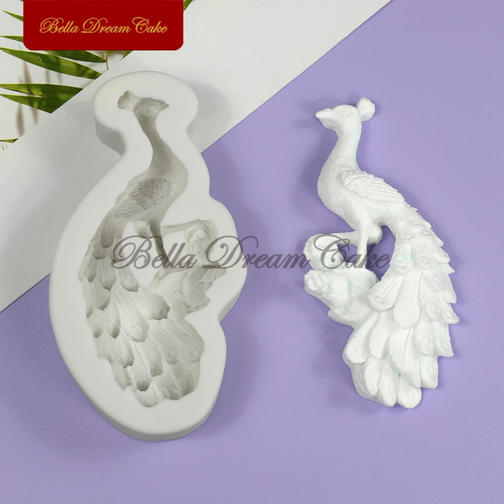 3D Small Peacock Design Silicone Mold Chocolate Fondant Cake Mould DIY Clay Plaster Model Cake Decorating Tools Kitchen Bakeware