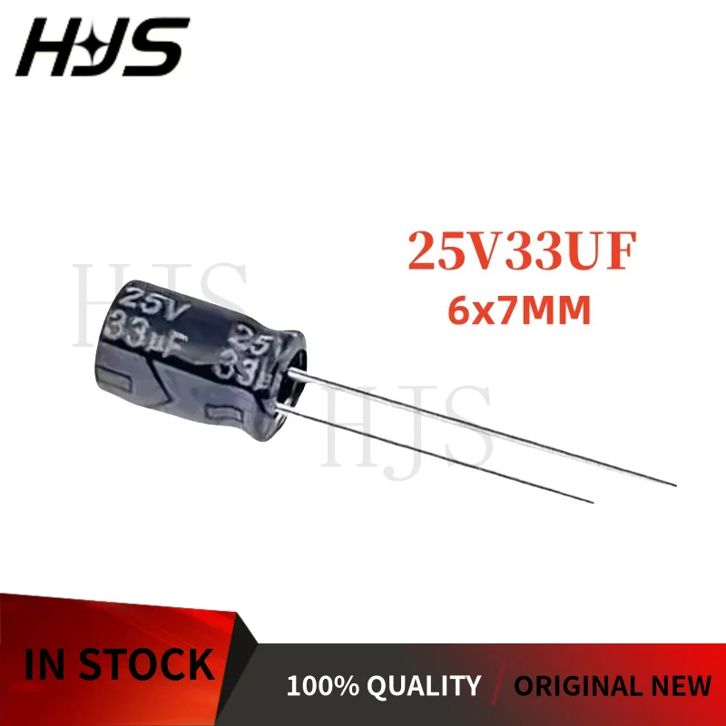 50PCS 25V33UF 6x7MM 25v33uf 33uf 25V 6*7mm  25V 33UF Aluminum electrolytic capacitor Brand New In Stock