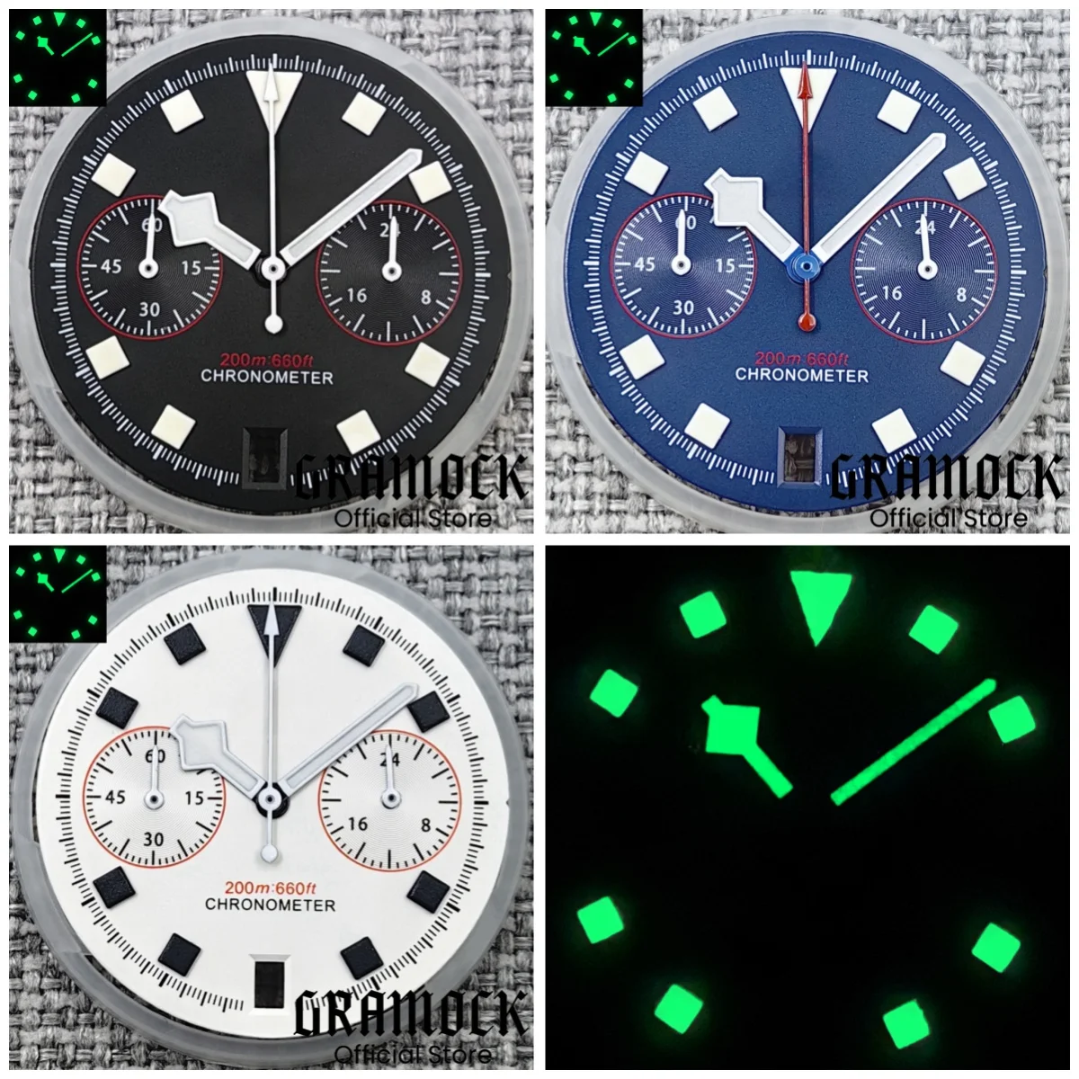 

Gramock новый роскошный 30 мм синий/черный/белый хронограф Pelagos FXD циферблат велосипедиста со снежными руками C3 зеленый светящийся Fit VK64 Movemen