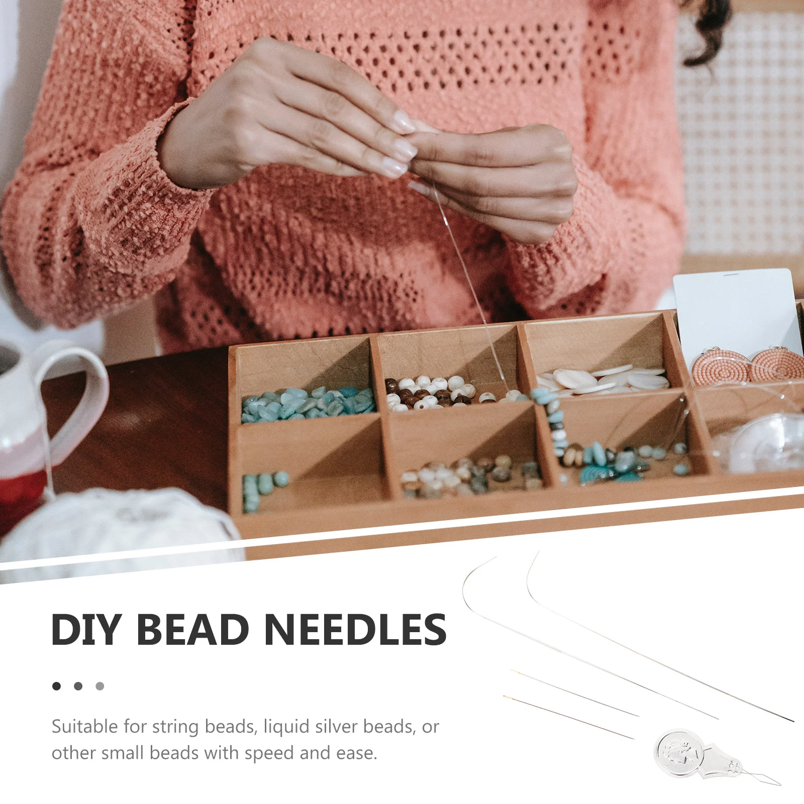 

1Set Beading Curved Needle Set Durable DIY Threading Bead Needles for Necklace Bracelet Making Tool Bead Threader