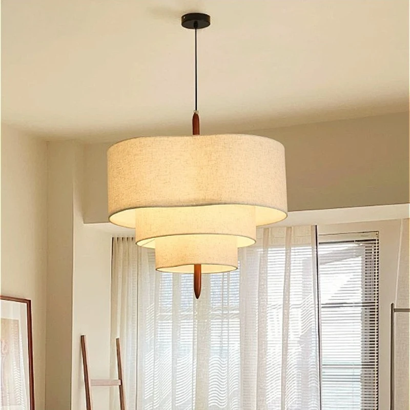 Wabi-sabi Cloth E27 Restaurant LED Ceiling Pendant Lights Minimal for Dinning Living Room Hanging Luminaire Lamp Home Decor Lamp