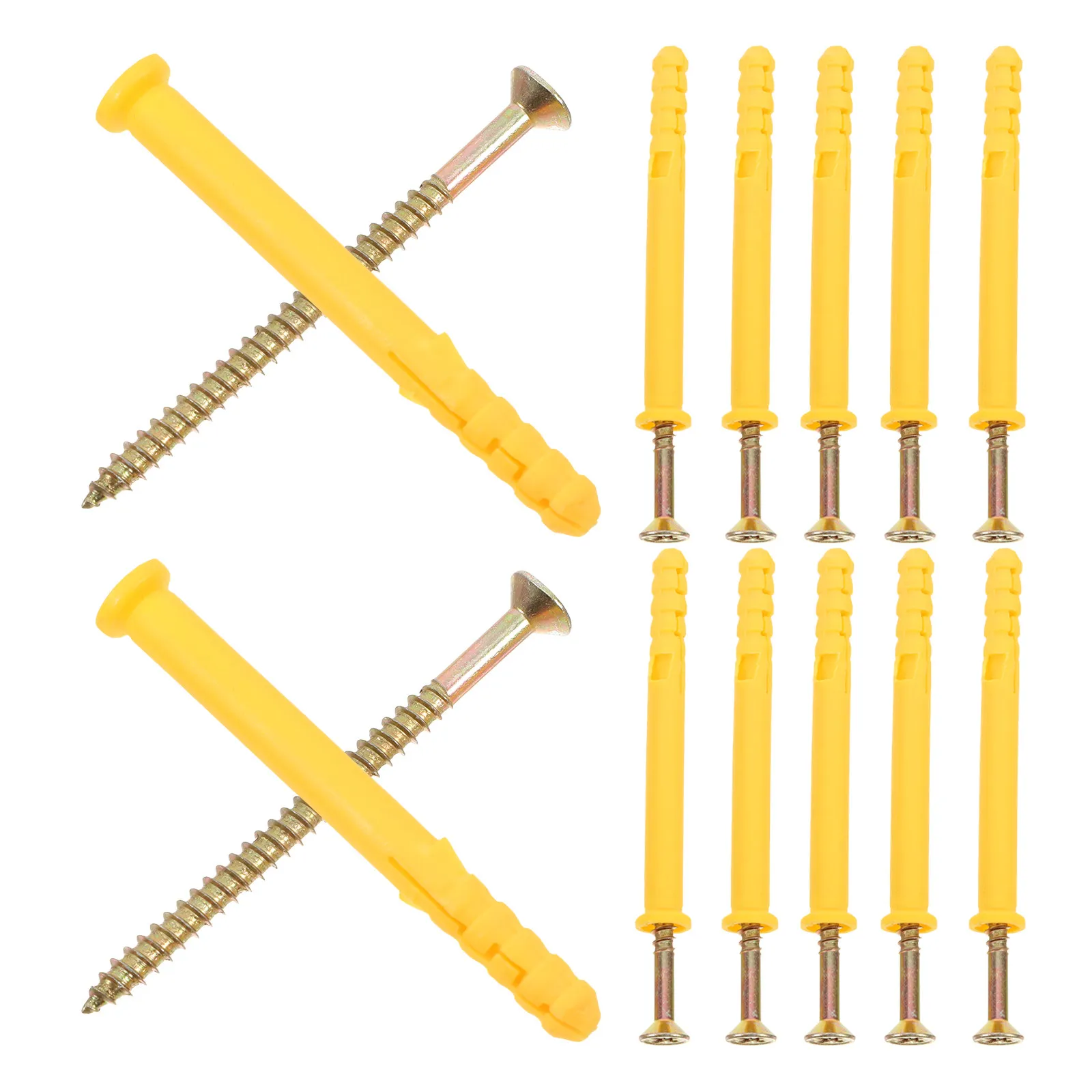 Drywall Anchors and Screws 20 Piece Yellow Fish Shape Nylon Expansion Plug Kit for Concrete Brick Walls