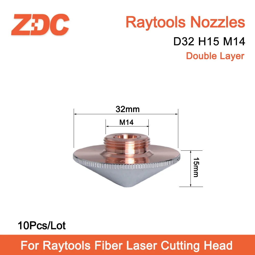 Imagem -04 - Original Raytools Bocal Único Camadas Duplas 10 Peças Lote Dia.32 mm H15 M14 Calibre 0.85.0 para Fibra Laser Nozlle Cabeça de Corte