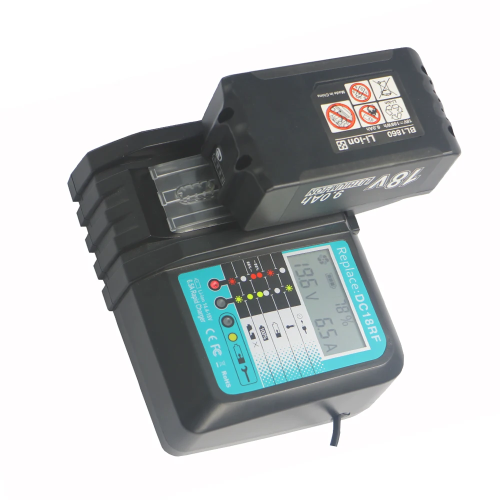 

Dvisi 8000mAH Li-ion battery 6.5A fast charger with fan for Makita tool bl1850 bl1860 bl1840 BL1830 really capacity input 21700